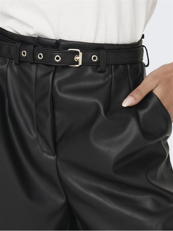 Only Women's Faux Leather Shorts in Classic Black