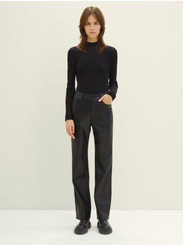 Tom Tailor, eco-leather, black, trousers, 1039446 14482