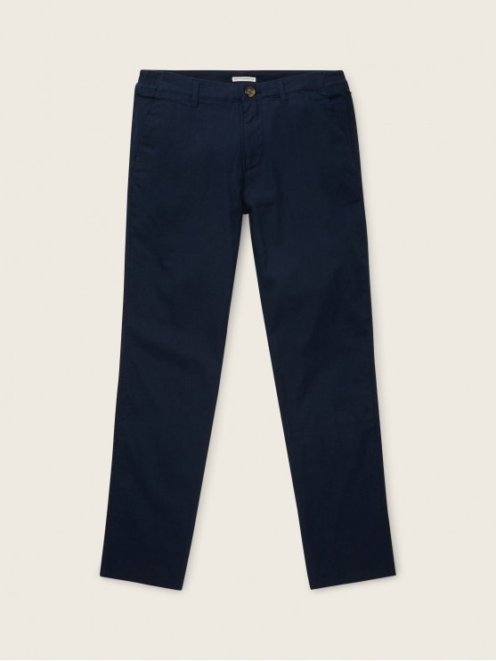 Лляні прямі штани Tom Tailor синього кольору для чоловіків
