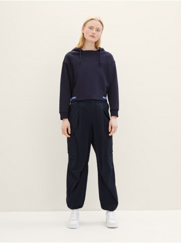 Tom Tailor cargo trousers in blue - wide fit, women's 1040725 10668