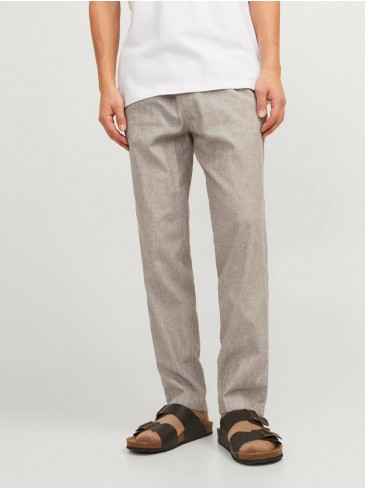 beige · tapered · linen · Jack Jones · trousers · fashion · style · comfortable · 12229699 Bungee Cord MELA