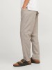 Jack Jones Beige Linen Trousers for Men: Slim Fit & Bungee Cord Detail