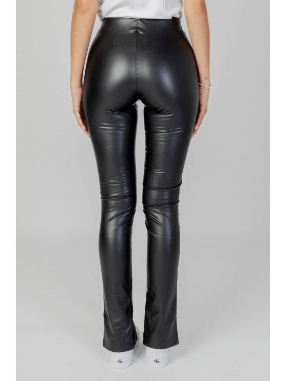Stylish Black Eco-Leather Trousers for Women by Only