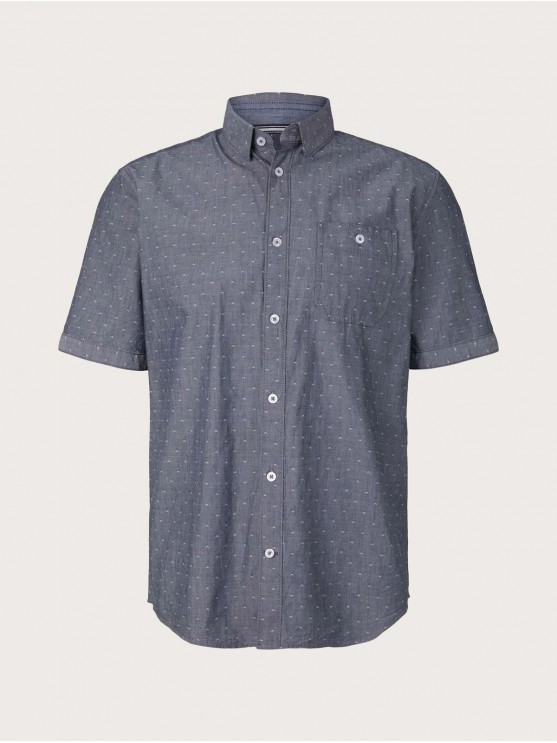 Stylish slim fit gray shirt for men with short sleeves by Tom Tailor