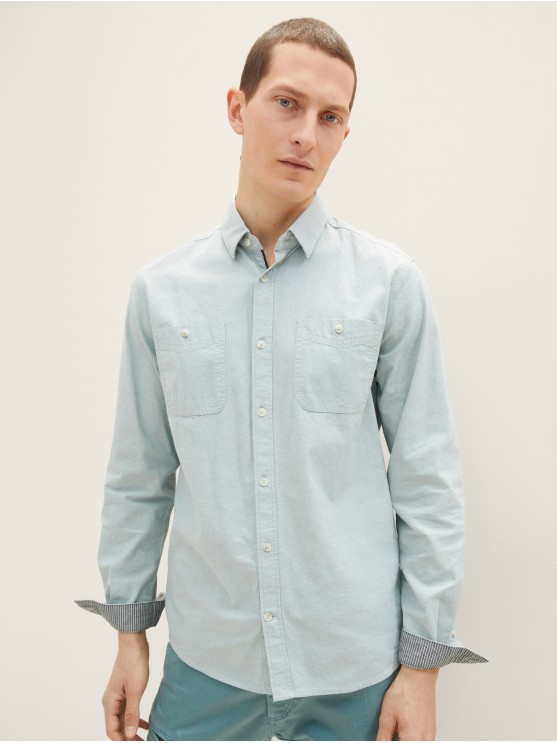 Чоловіча блакитна сорочка Tom Tailor з довгим рукавом та кроєм Regular Fit