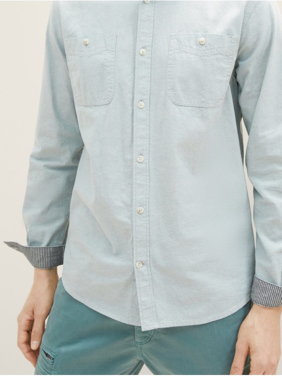 Чоловіча блакитна сорочка Tom Tailor з довгим рукавом та кроєм Regular Fit