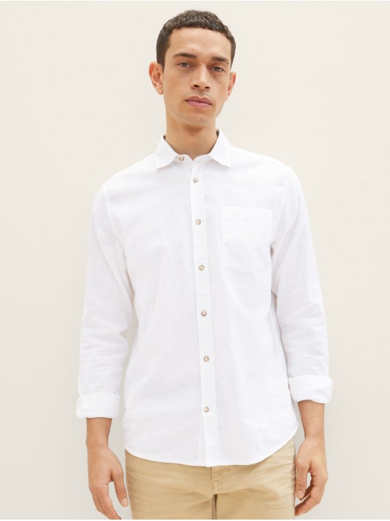 Чоловіча біла льняна сорочка від Tom Tailor
