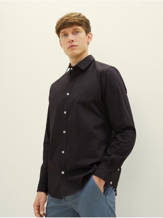 Мужская рубашка Tom Tailor с коротким рукавом, чорного цвета