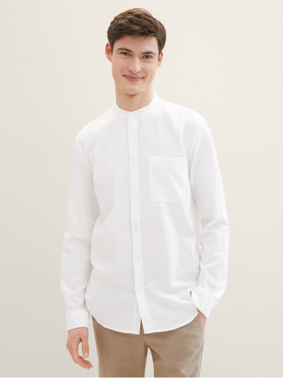 Мужская рубашка Tom Tailor с длинным рукавом в белом цвете