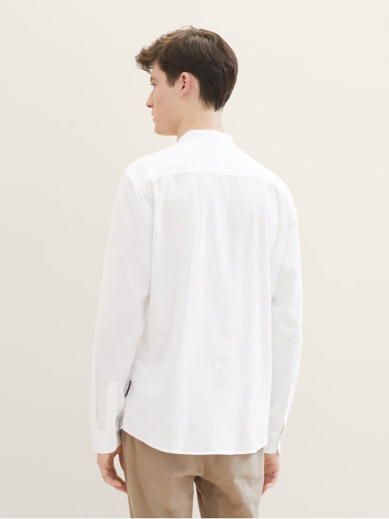 Мужская рубашка Tom Tailor с длинным рукавом в белом цвете