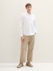 Tom Tailor Men's Linen Shirts with Long Sleeves in White