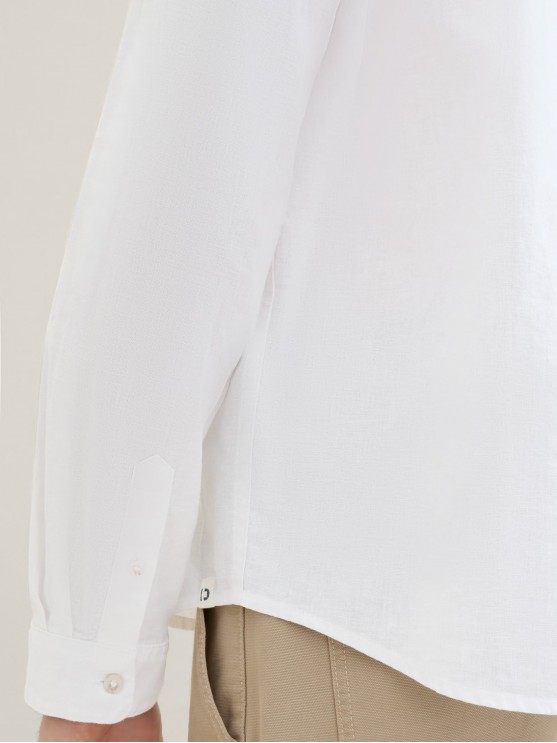 Чоловіча лляна рубашка Tom Tailor з довгим рукавом в білому кольорі
