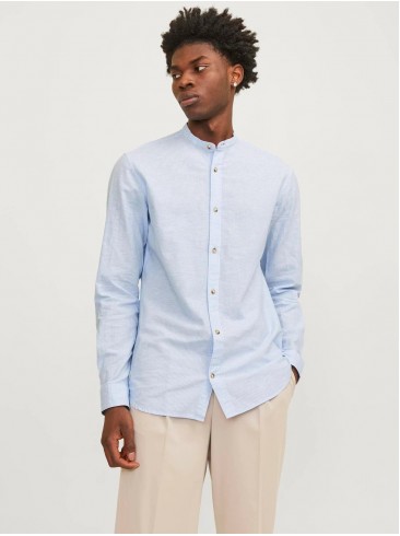 Jack Jones Linen Shirt with Long Sleeves in Light Blue - 12248385 Cashmere Blue