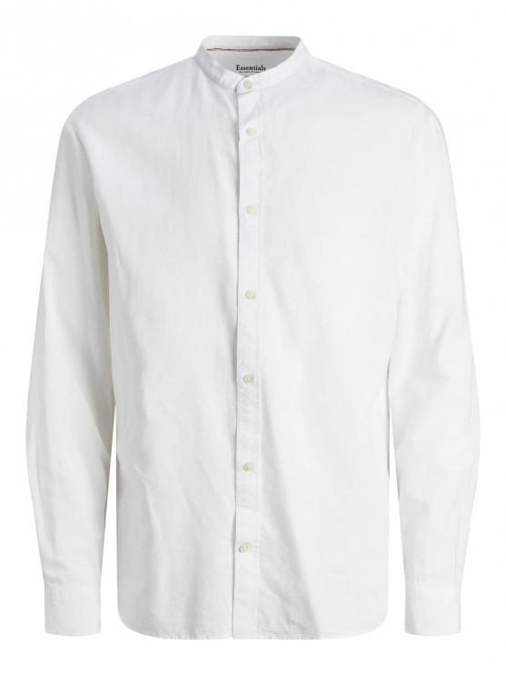 Мужская белая рубашка Jack Jones из льна с длинным рукавом