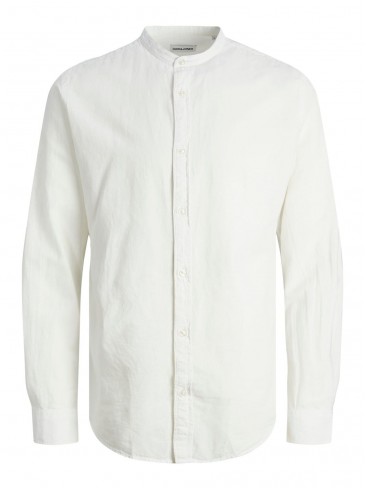 Jack Jones Linen Long Sleeve White Shirt - 12248581 White