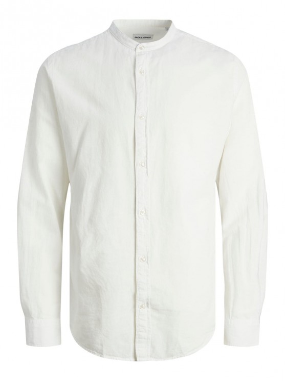 Jack Jones Men's Linen Long Sleeve White Shirt