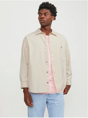 Jack Jones Shirt Jacket with Long Sleeves in Beige - 12250602 Buttercream