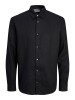 Jack Jones Men's Black Linen Shirt with Long Sleeves