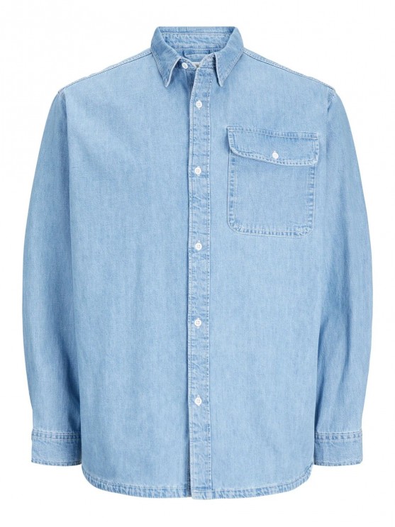 Чоловіча джинсова сорочка світло-синього кольору від Jack Jones з довгим рукавом
