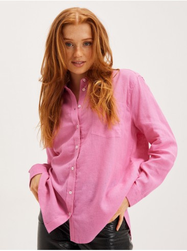 Only, рубашки, лляні, рожеві, довгийрукав, 15259585 Sachet Pink