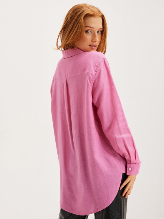 Лляна сорочка з довгим рукавом від Only для жінок у рожевому кольорі