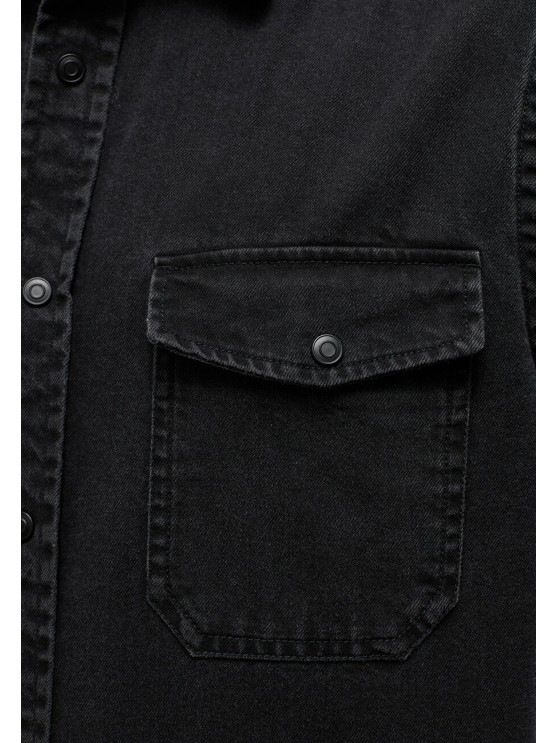 Mustang Men's Denim Shirt with Long Sleeves and Black Color