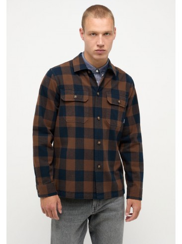 Mustang Checked Brown Shirt with Long Sleeves - 1014499 12519