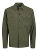 Jack Jones Olive Night Shirt for Men - Long Sleeve Jacket-Style Design