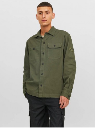 Куртка-сорочка з довгим рукавом зеленого кольору - Jack Jones 12240366 Olive Night.