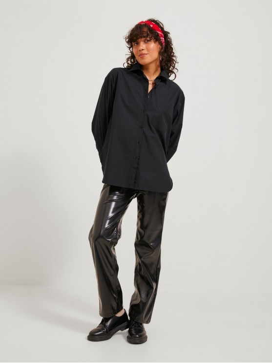 JJXX Women's Relaxed Fit Black Shirt with Long Sleeves