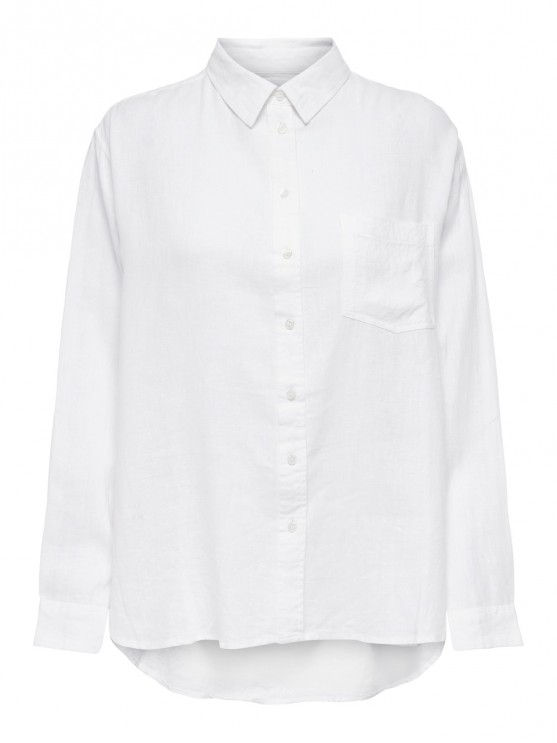 Жіноча сорочка Only з довгим рукавом, білого кольору.