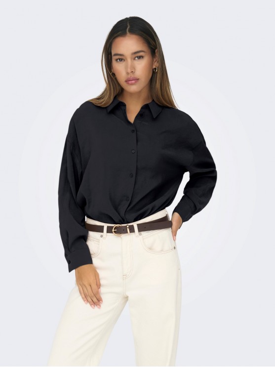 Only's Loose Fit Black Shirt with Long Sleeves for Women
