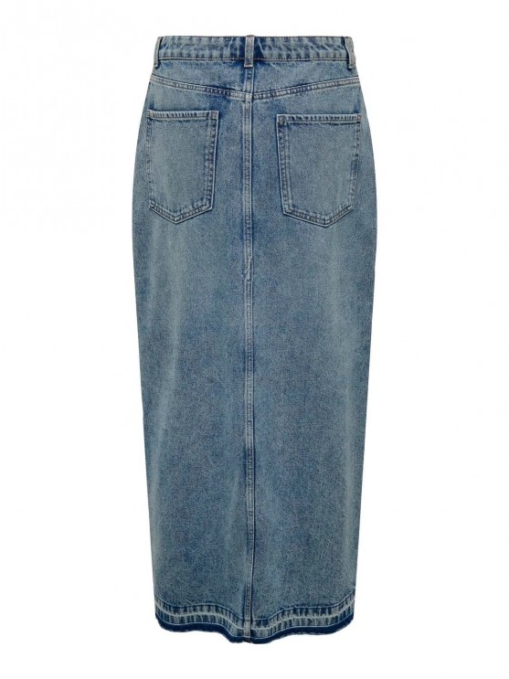Only Long Denim Skirt in Medium Blue for Women