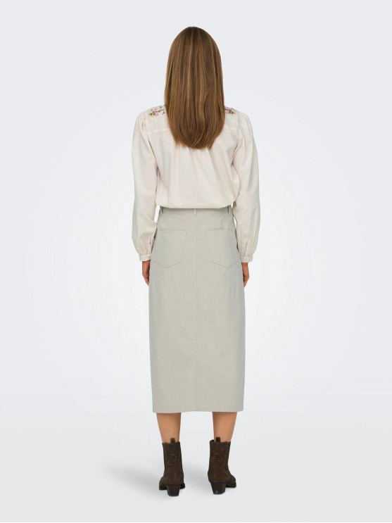 Only Long Denim Skirt in Beige for Women