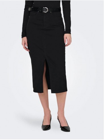 Only, Black Denim, denim skirt, mid-length, black