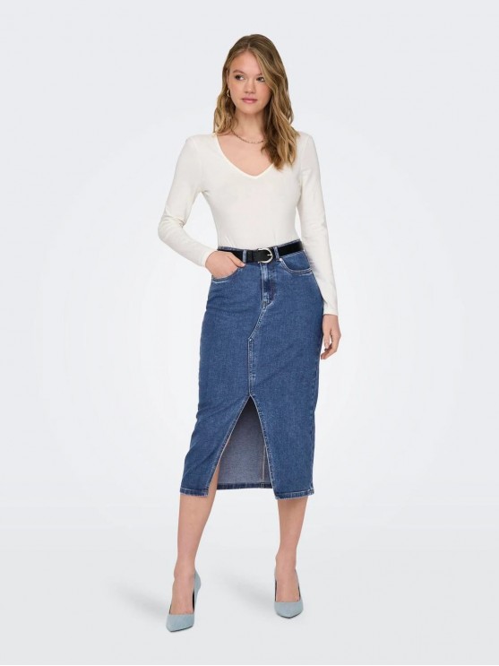 Only - джинсова середньої довжини спідниця синього кольору для жінок