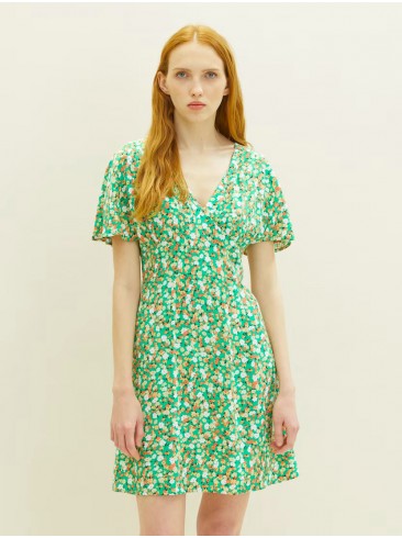 Зеленое мини-платье с квітковим принтом - Tom Tailor 1036825 31953