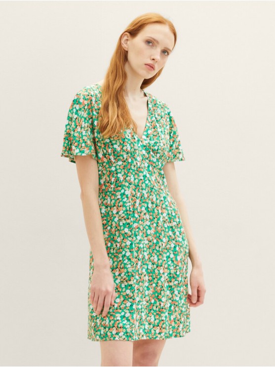 Green Floral Mini Dress by Tom Tailor for Women