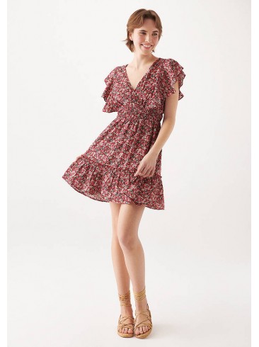 Красное мини-платье с цветочным принтом - Mavi 131137-81531