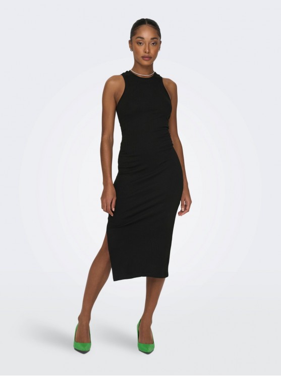 Only - Жіноче трикотажне чорне міді плаття