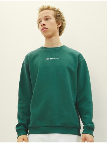 Tom Tailor Green Sweatshirt with English Print - 1038751 10778