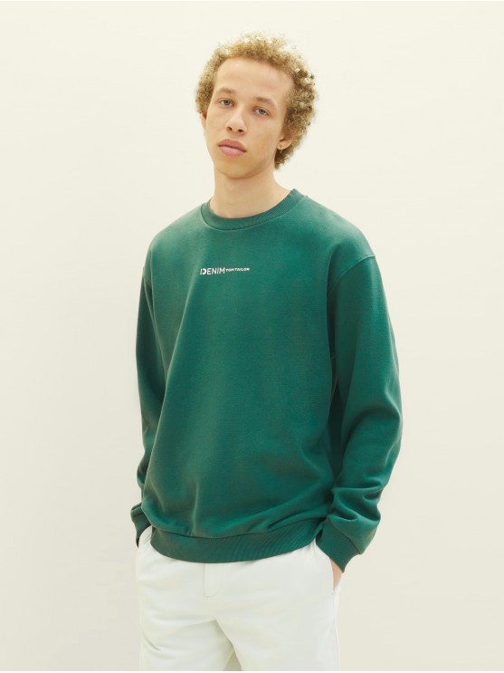 Tom Tailor Green Sweatshirt with English Print for Men
