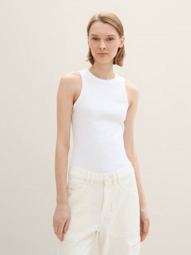Tom Tailor, white tops, English language, stretchy, 1041418 20000